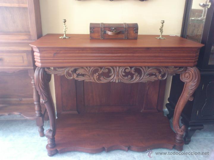 Antig&uuml;edades: ANTIGUA CONSOLA DE CAOBA - Foto 3