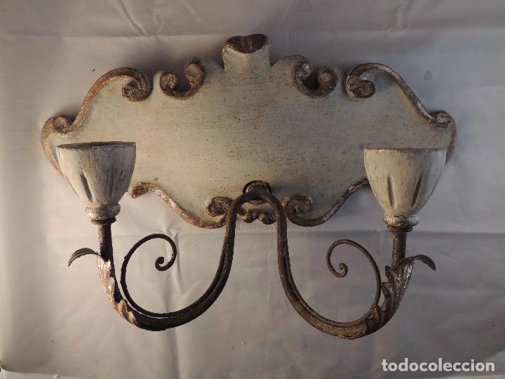 Antig&uuml;edades: APLIQUE ITALIANO EN MADERA POLICROMADA - Foto 2
