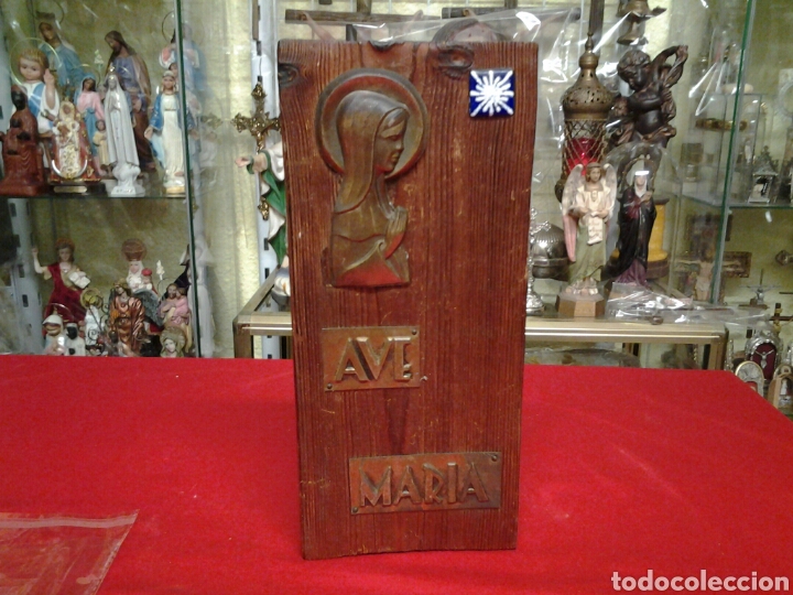 Antig&uuml;edades: AVE MARIA en laton sobre madera - Foto 1