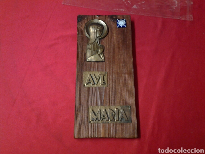 Antig&uuml;edades: AVE MARIA en laton sobre madera - Foto 4