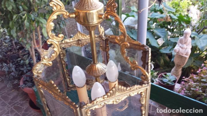 Antig&uuml;edades: precioso farol en bronce, - Foto 6