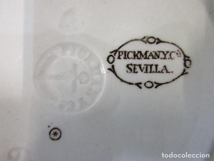 Antig&uuml;edades: 5 platos Pickman. 1870-1899. Marr&oacute;n. - Foto 3