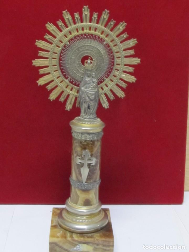 Antig&uuml;edades: FIGURA DE PLATA DE LA VIRGEN CON PIE DE M&Aacute;RMOL - Foto 1