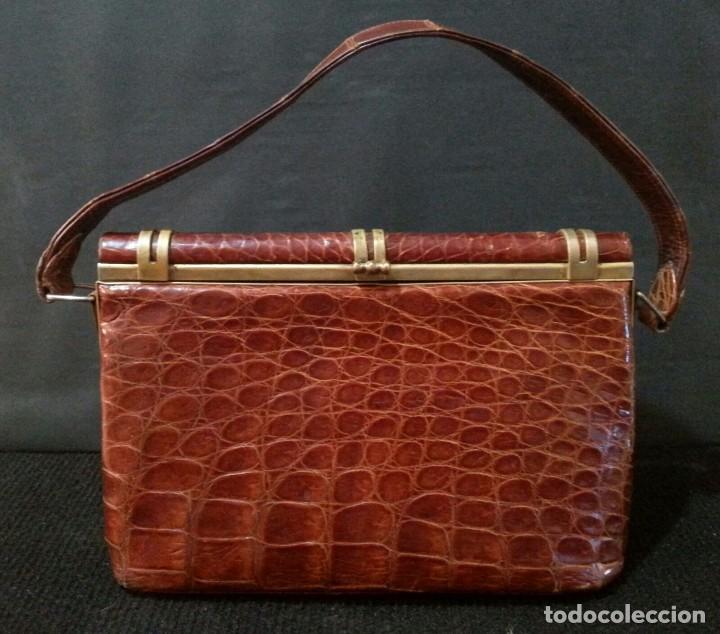 antiguo bolso piel de cocodrilo años 50 - Compra venta en todocoleccion