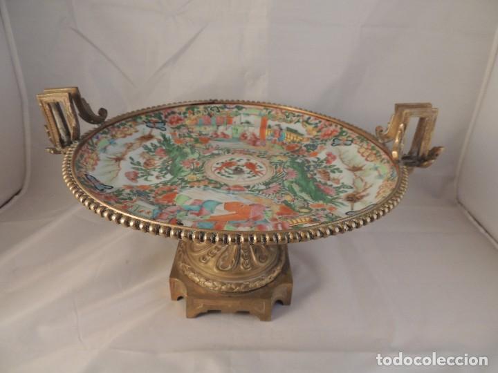 Antig&uuml;edades: ANTIGUO CENTRO DE MESA CANTON CON ENGARCES EN BRONCE - Foto 12