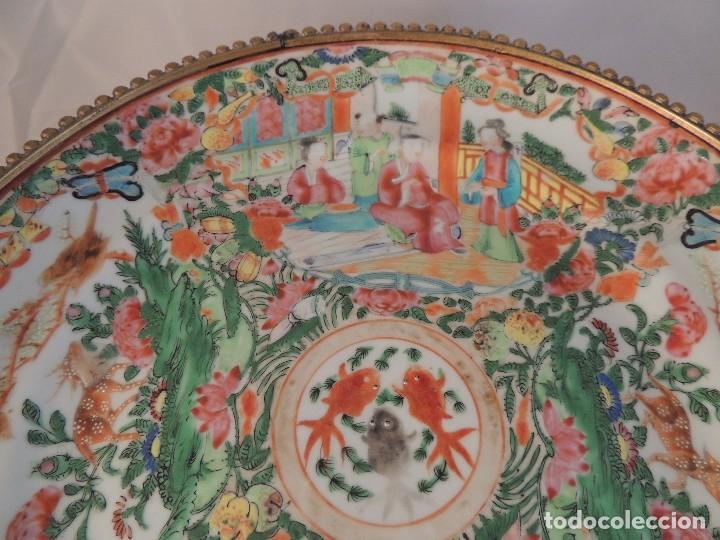 Antig&uuml;edades: ANTIGUO CENTRO DE MESA CANTON CON ENGARCES EN BRONCE - Foto 5