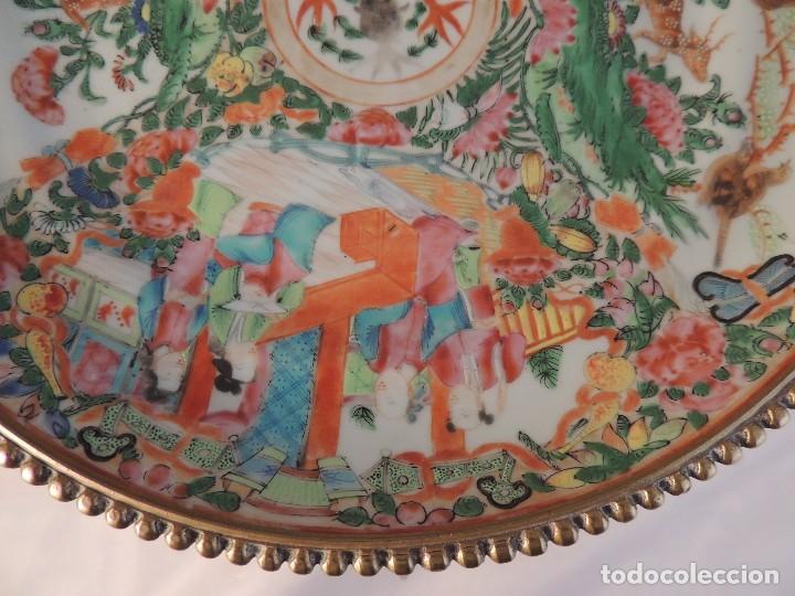 Antig&uuml;edades: ANTIGUO CENTRO DE MESA CANTON CON ENGARCES EN BRONCE - Foto 7