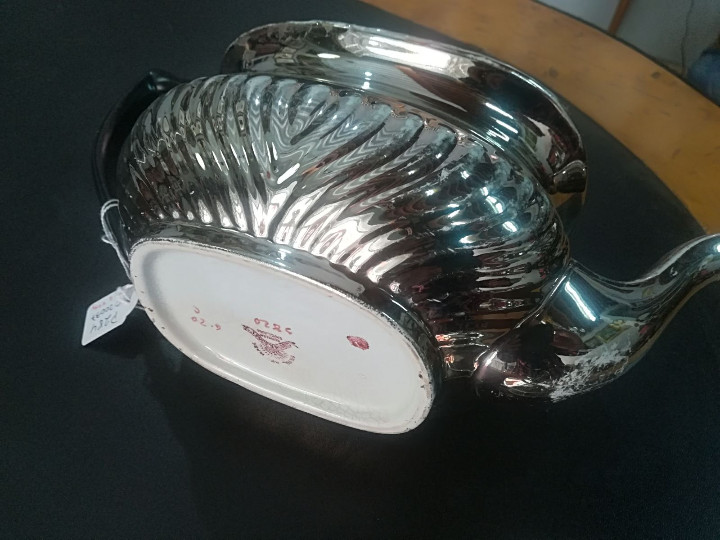 Antig&uuml;edades: Tetera loza reflejos de plata S.XIX: - Foto 3