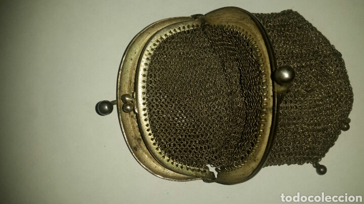 Antig&uuml;edades: Antiguo monedero de malla doble compartimento - Foto 2