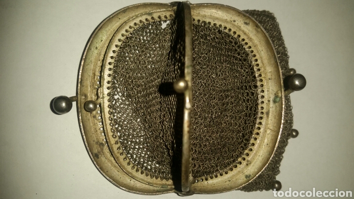 Antig&uuml;edades: Antiguo monedero de malla doble compartimento - Foto 3