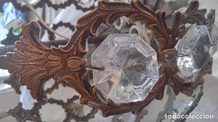 Antig&uuml;edades: L&aacute;mpara de bronce y cristal - Foto 4