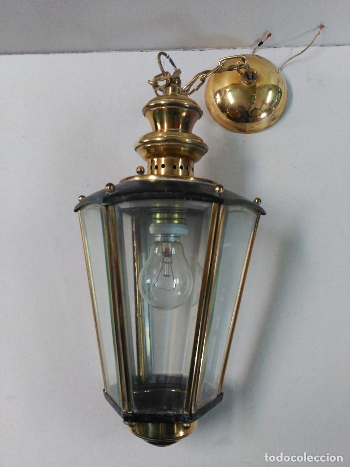 Antig&uuml;edades: FAROL DE BRONCE Y CRISTALES BISELADOS - Foto 1
