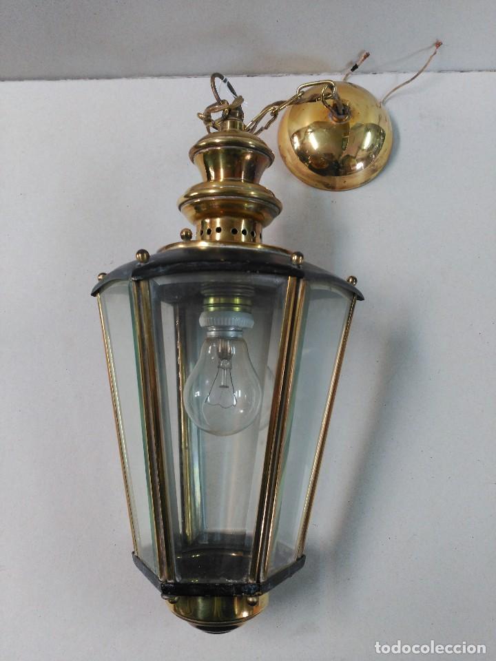 Antig&uuml;edades: FAROL DE BRONCE Y CRISTALES BISELADOS - Foto 2