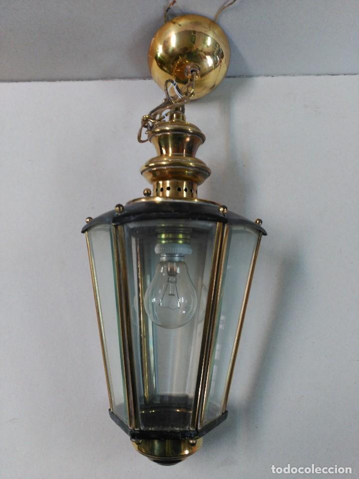 Antig&uuml;edades: FAROL DE BRONCE Y CRISTALES BISELADOS - Foto 3