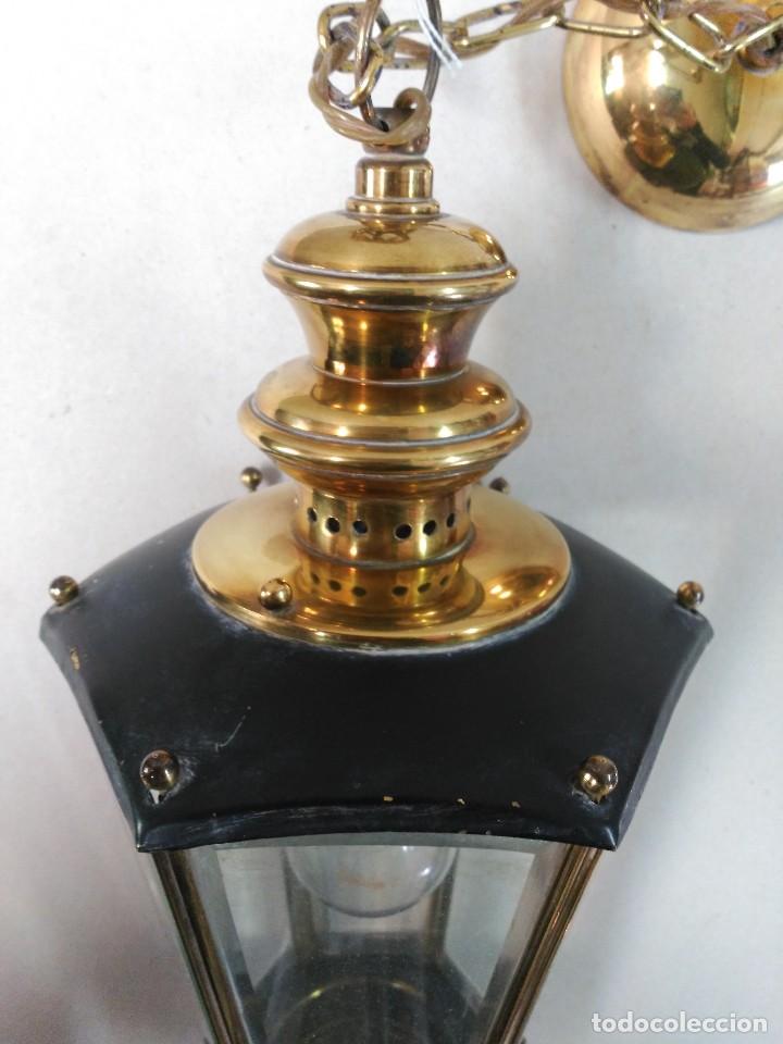 Antig&uuml;edades: FAROL DE BRONCE Y CRISTALES BISELADOS - Foto 7