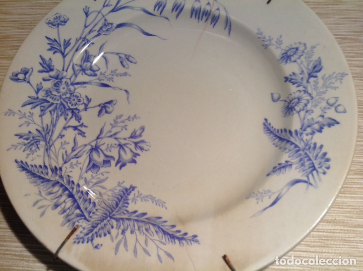 Antig&uuml;edades: Plato antiguo flores azules - Foto 3