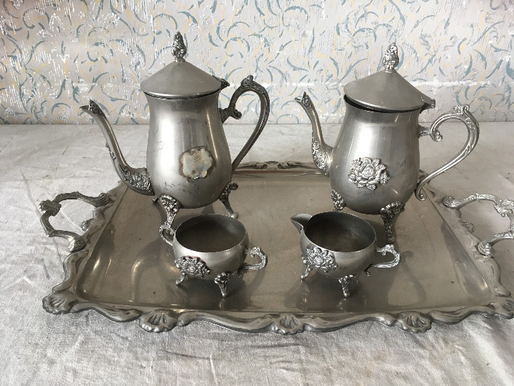 Antig&uuml;edades: PRECIOSO JUEGO DE CAF&Eacute; O T&Eacute; EN ALPACA - Foto 13