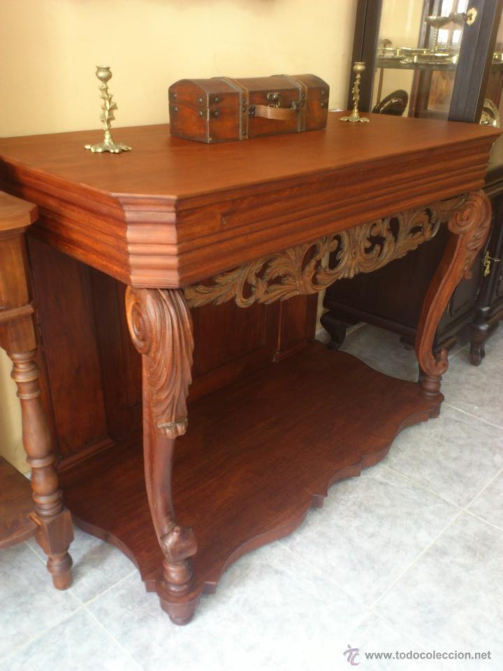 Antig&uuml;edades: ANTIGUA CONSOLA DE CAOBA - Foto 1