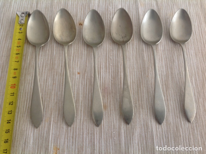 Antig&uuml;edades: 6 cucharas postre alpaca - Foto 1