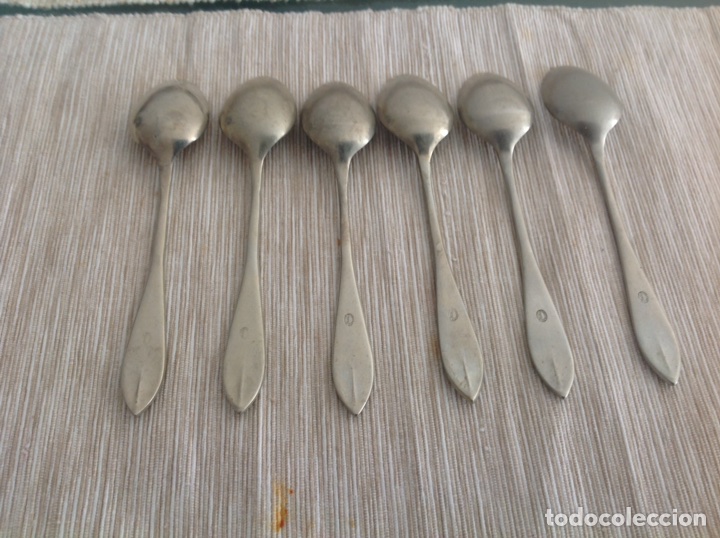 Antig&uuml;edades: 6 cucharas postre alpaca - Foto 2