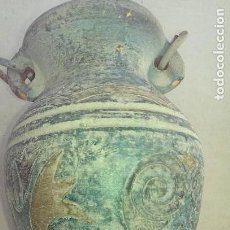 Antigüedades: ANTIGUA ANFORA JARRON EN CERAMICA, PINTADA A MANO ARTESANAL. Lote 106611063
