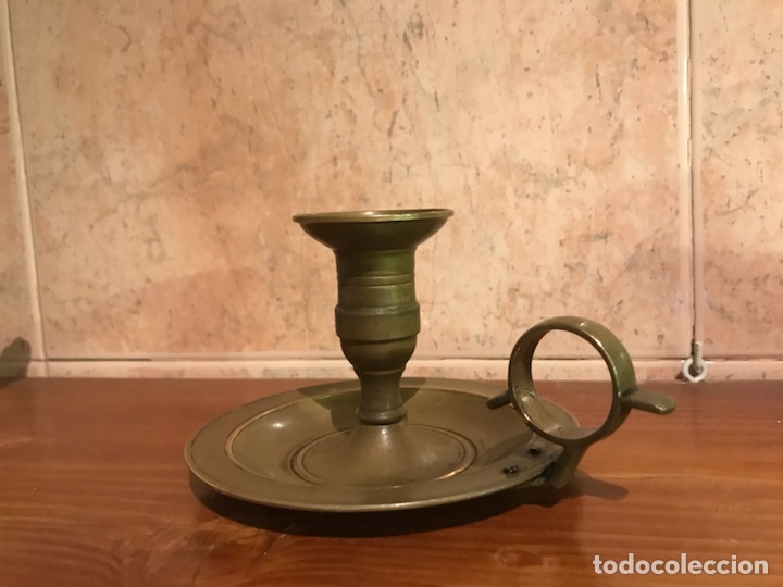 Antig&uuml;edades: PORTAVELAS EN BRONCE (h.1930?) - Foto 1
