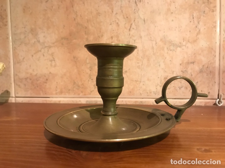 Antig&uuml;edades: PORTAVELAS EN BRONCE (h.1930?) - Foto 3
