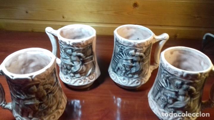 Antig&uuml;edades: Juego de 4 jarras ceramicas con relieves - Foto 2