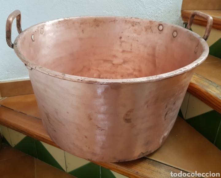 Antig&uuml;edades: Caldero de cobre antiguo grande. - Foto 1