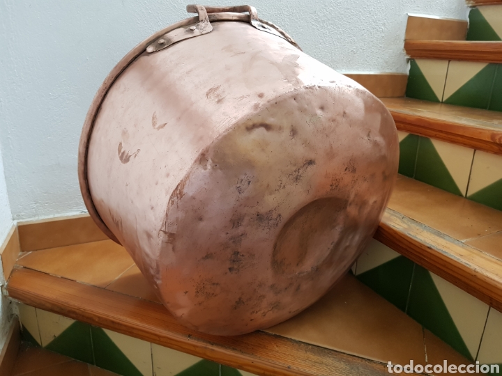 Antig&uuml;edades: Caldero de cobre antiguo grande. - Foto 3