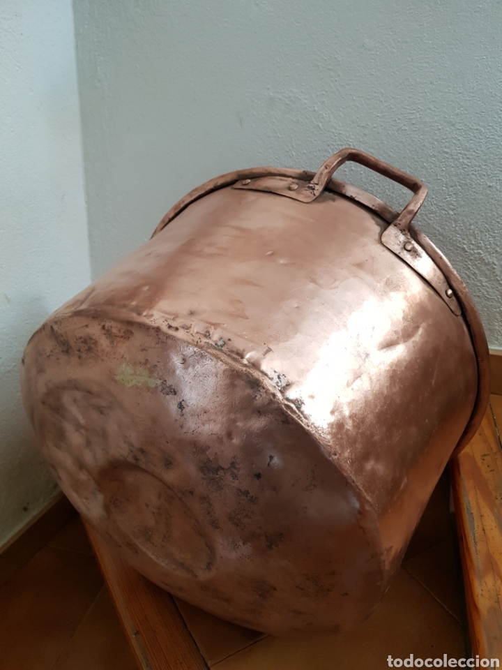 Antig&uuml;edades: Caldero de cobre antiguo grande. - Foto 5