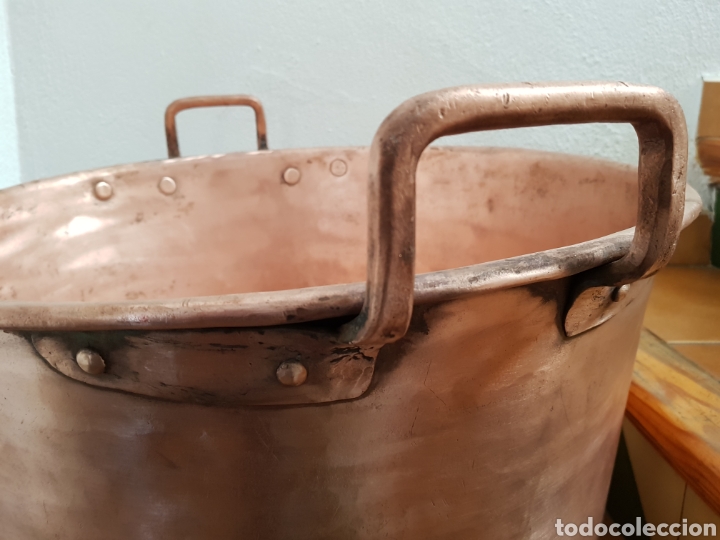 Antig&uuml;edades: Caldero de cobre antiguo grande. - Foto 7