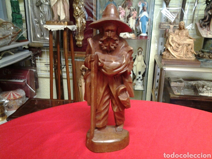 Antig&uuml;edades: Peregrito en talla de madera - Foto 1