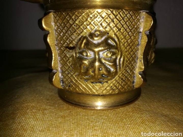 Antig&uuml;edades: Cenicero Almirez en bronce. - Foto 2