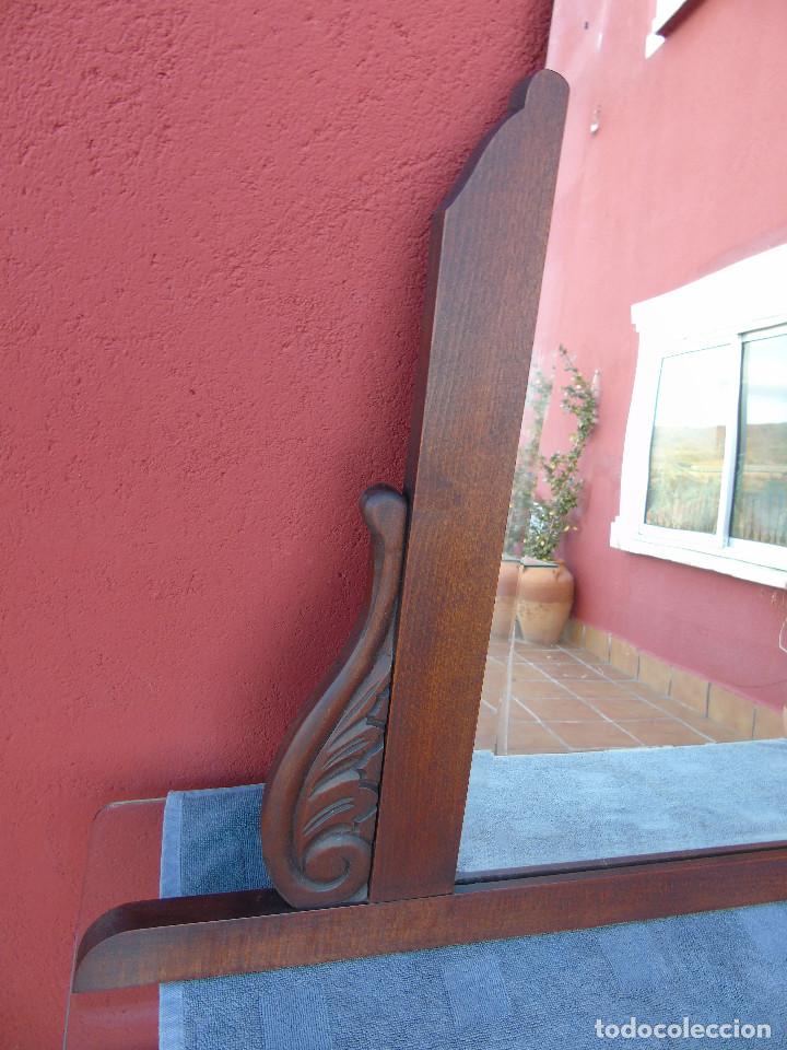 Antig&uuml;edades: ESPEJO ANTIGUO DE MADERA TALLADA, BISELADO. RESTAURADO. - Foto 3