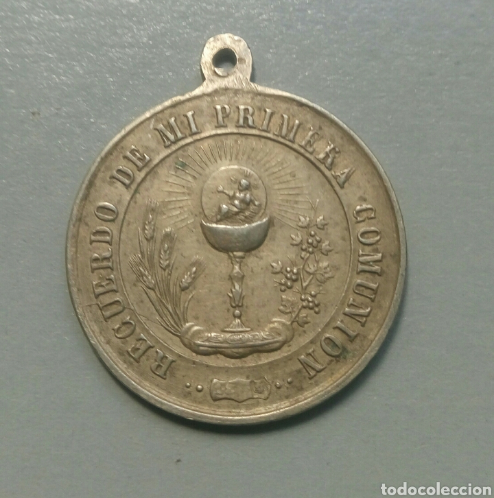 Antig&uuml;edades: Medalla antigua recuerdo de comunion - Foto 1