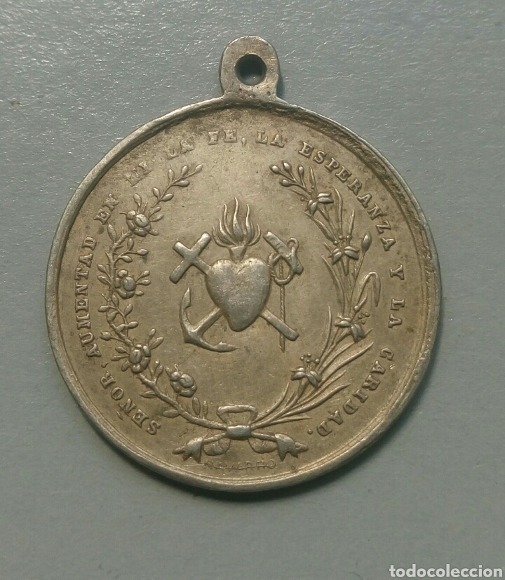Antig&uuml;edades: Medalla antigua recuerdo de comunion - Foto 2