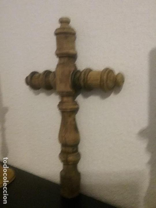 Antig&uuml;edades: Antigua cruz desmontable de madera. - Foto 4