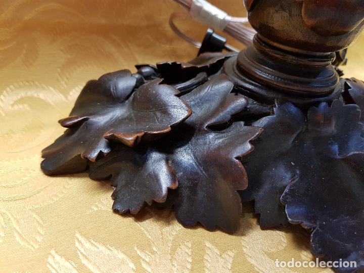 Antig&uuml;edades: L&Aacute;MPARA  TALLA  MADERA - Foto 4