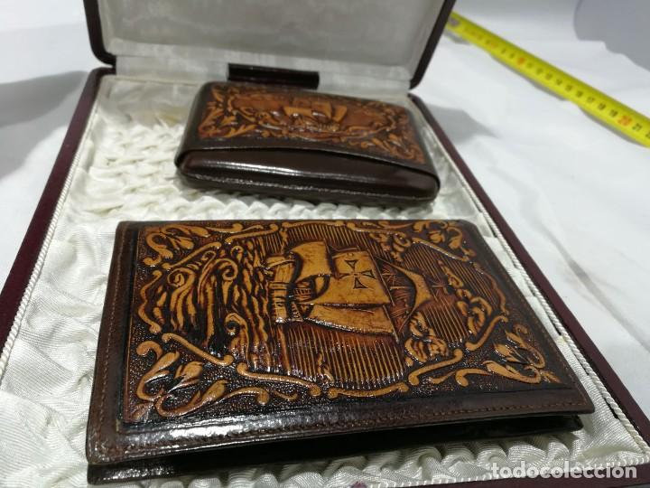 Antig&uuml;edades: Estuche de pitillera y cartera. - Foto 1