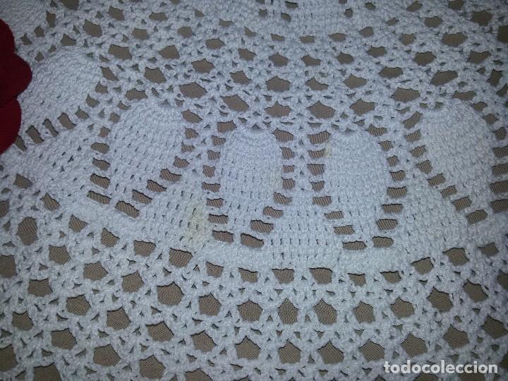 Antig&uuml;edades: MANTEL O GRAN CENTRO DE MESA-113 CM-ALGOD&Oacute;N-GANCHILLO - Foto 5