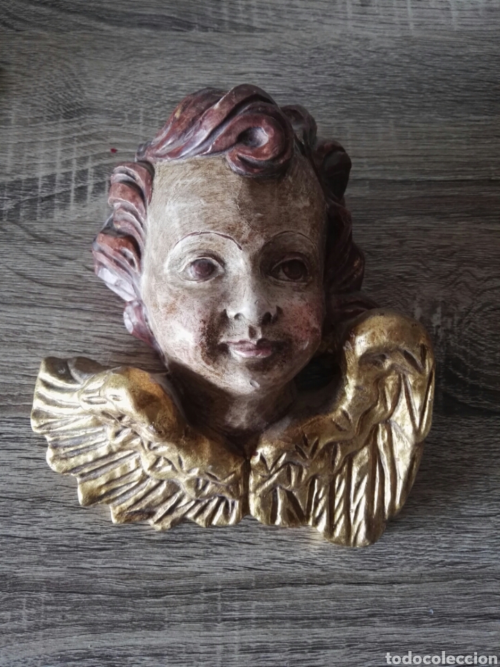 querubin angel antiguo tallado en madera Comprar