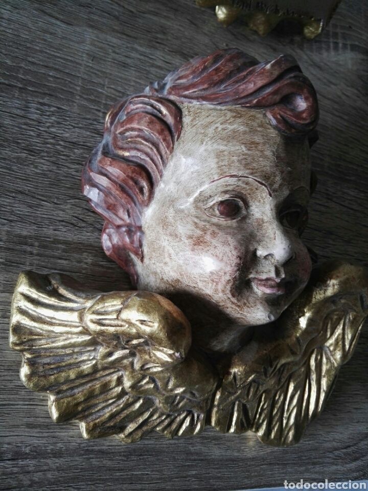 querubin angel antiguo tallado en madera Comprar