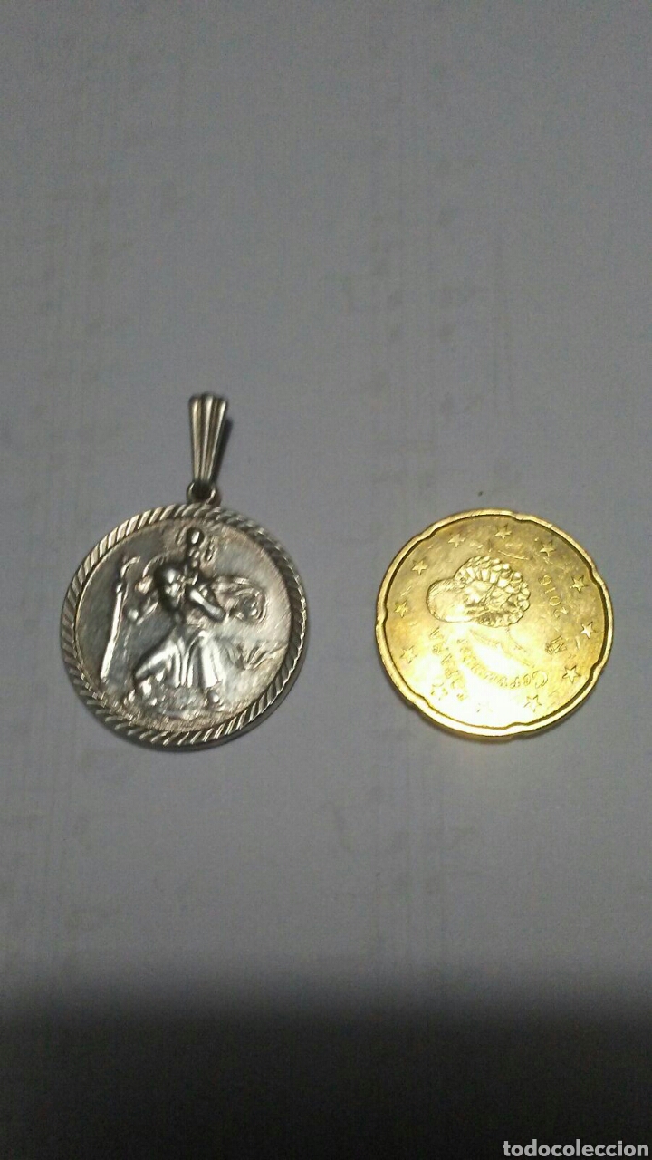 Antig&uuml;edades: Medalla de San Crist&oacute;bal en plata - Foto 1