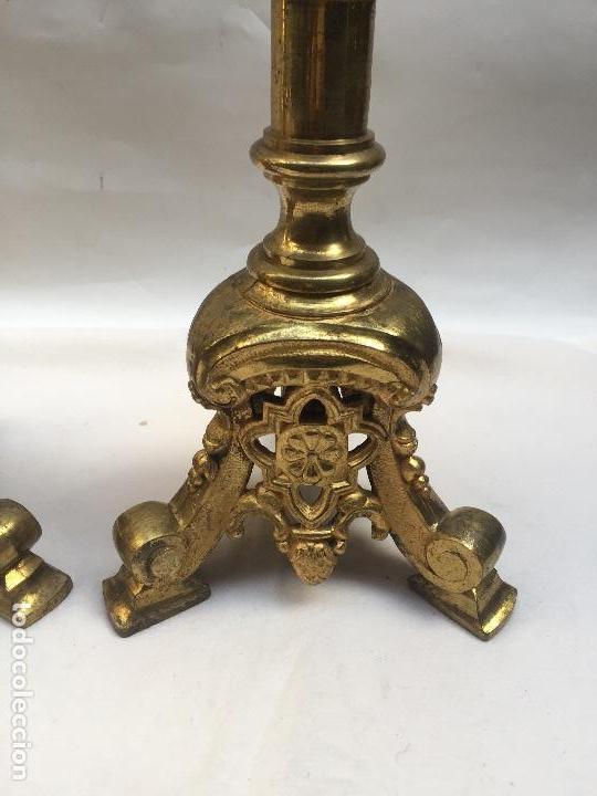 Antig&uuml;edades: CANDELABROS  ECLESIASTICOS BRONCE DORADO, FINALES XIX - Foto 2