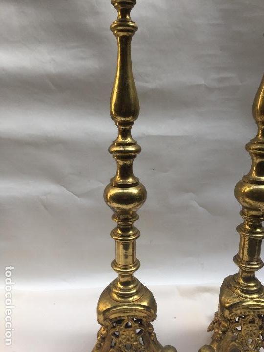 Antig&uuml;edades: CANDELABROS  ECLESIASTICOS BRONCE DORADO, FINALES XIX - Foto 6