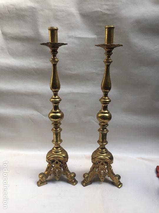 Antig&uuml;edades: CANDELABROS  ECLESIASTICOS BRONCE DORADO, FINALES XIX - Foto 1