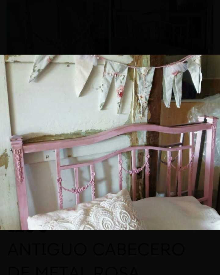 Antig&uuml;edades: ANTIGUO CABECERO DE METAL ROSA - Foto 3
