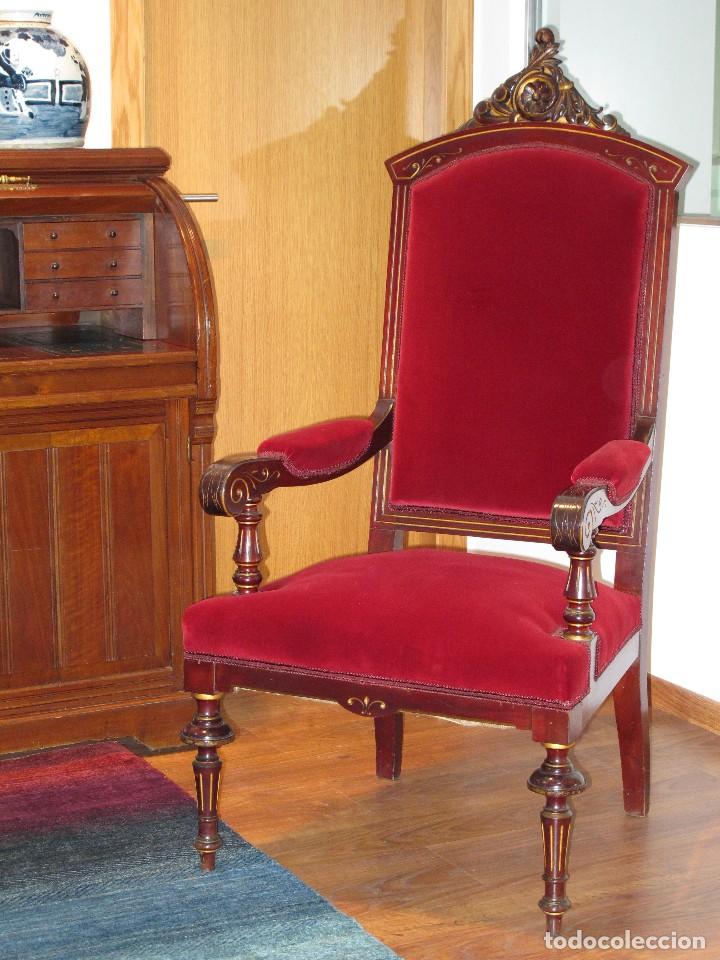 Antig&uuml;edades: IMPECABLE CONJUNTO CAOBA DOS SILLONES Y UN SOF&Aacute; - Foto 7