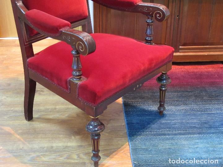 Antig&uuml;edades: IMPECABLE CONJUNTO CAOBA DOS SILLONES Y UN SOF&Aacute; - Foto 18